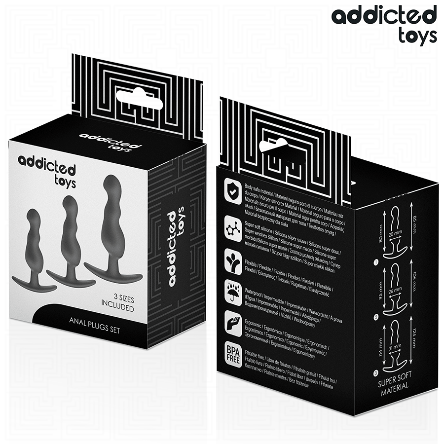 ADDICTED TOYS - LOT DE 3 PLUG ANAL MODÈLE 1 - 7eme ciel
