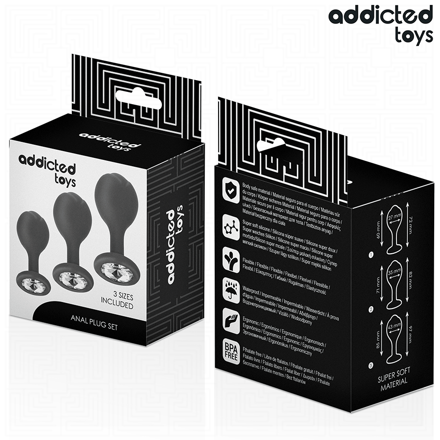 ADDICTED TOYS - LOT DE 3 PLUG ANAL AVEC BIJOU - 7eme ciel