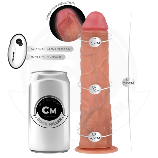 COCK MILLER - GODE RÉALISTE AVEC VENTOUSE ET TÉLÉCOMMANDE VIBRATIONS 20,5 CM - 7eme ciel