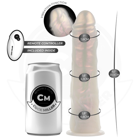 COCK MILLER - GODE AVEC VENTOUSE, LUMIÈRES ET VIBRATIONS AVEC TÉLÉCOMMANDE BLANC 20,5 CM - 7eme ciel