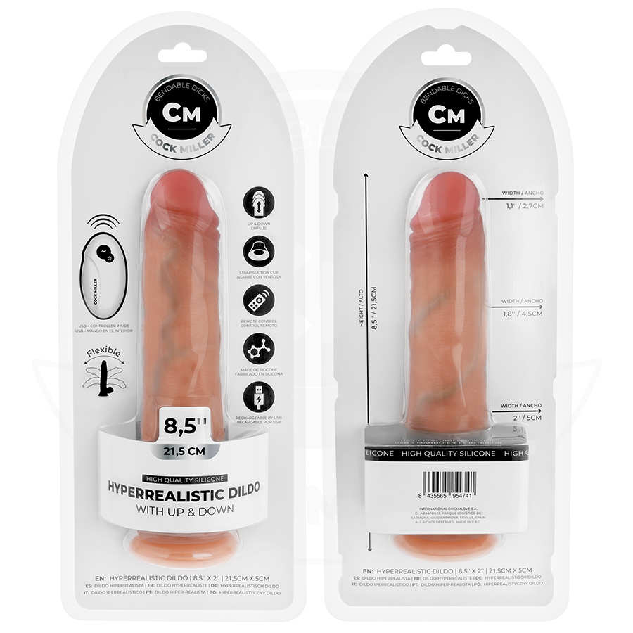 COCK MILLER - GODE HYPER-RÉALISTE À VENTOUSE ET À POUSSÉE AVEC TÉLÉCOMMANDE 21,5 CM - 7eme ciel