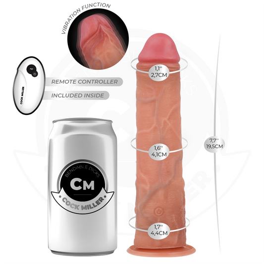 COCK MILLER - GODE RÉALISTE AVEC VENTOUSE ET TÉLÉCOMMANDE VIBRATIONS 19,5 CM - 7eme ciel
