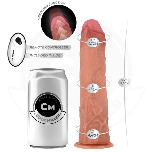 COCK MILLER - GODE HYPER-RÉALISTE À VENTOUSE ET À POUSSÉE AVEC TÉLÉCOMMANDE 19,5 CM - 7eme ciel