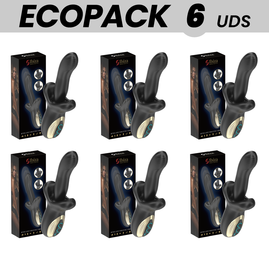 ECOPACKS 6 UNITÉS - IBIZA VIBRATEUR PUISSANT AVEC EFFET DE POUSSÉE ET DE MORSURE