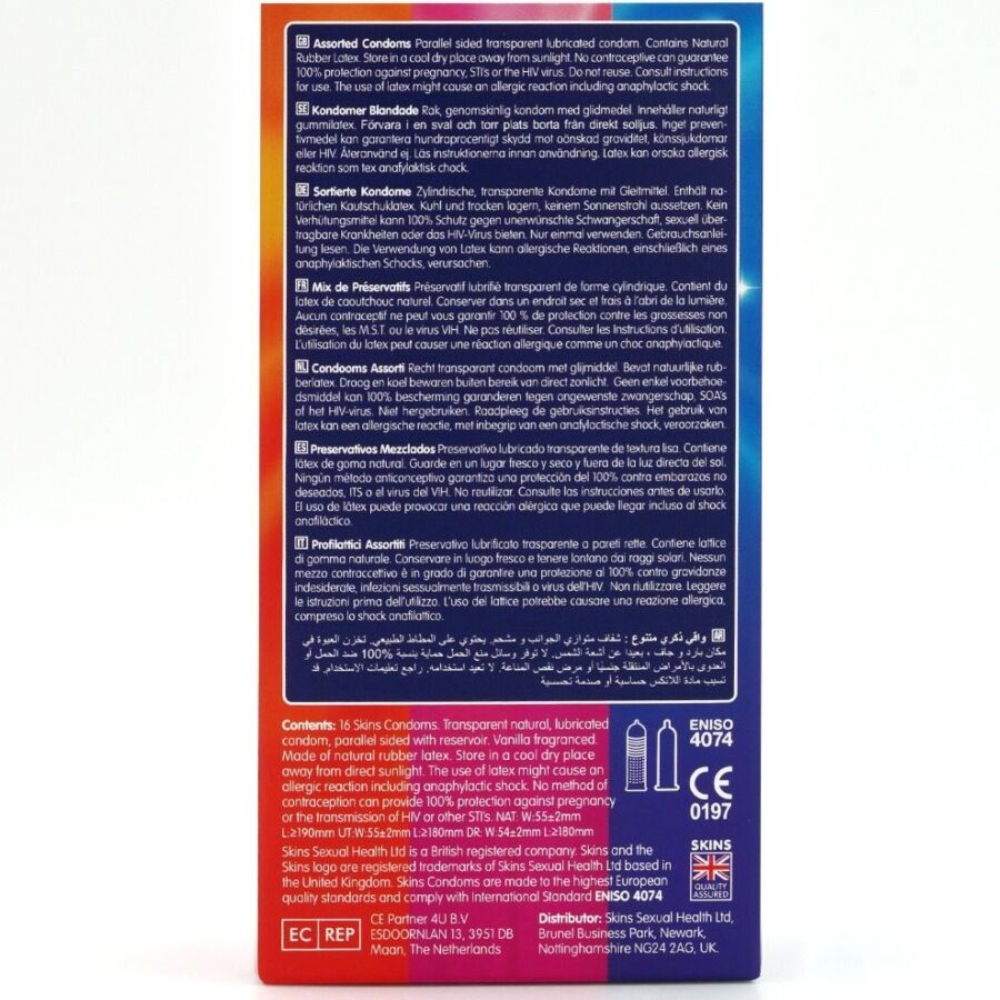 SKINS - PACK DE 16 PRÉSERVATIFS PREMIUM ASSORTIS - 7eme ciel