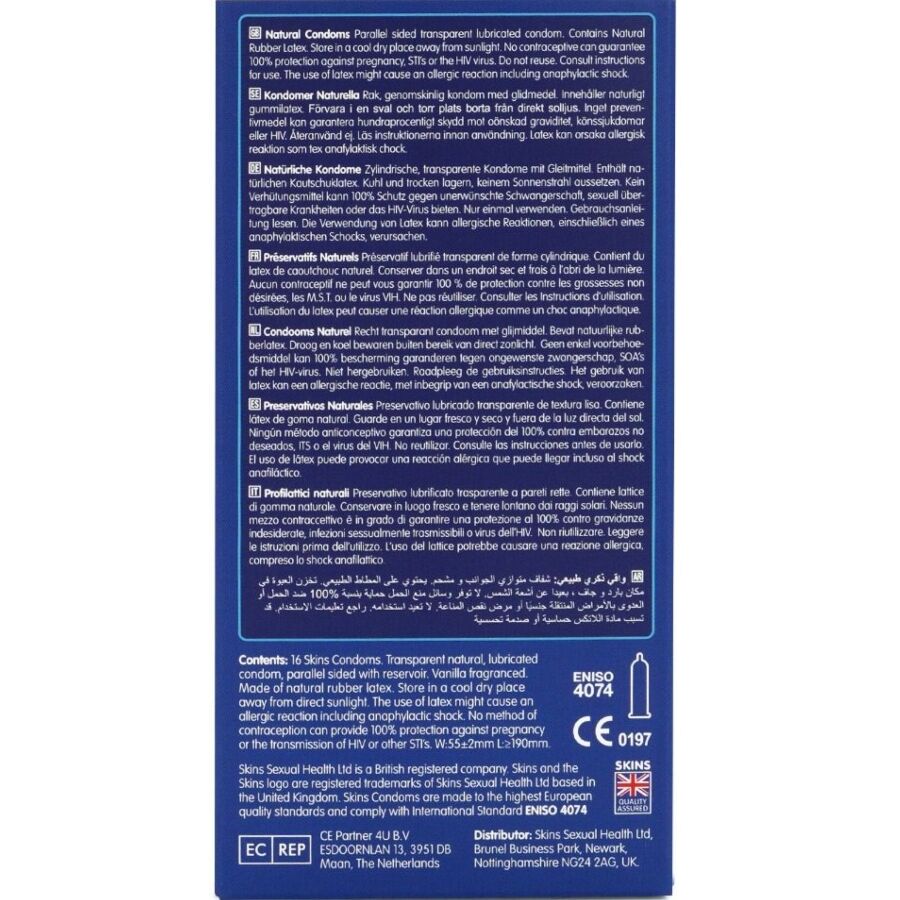 SKINS - PACK DE 16 PRÉSERVATIFS NATURELS PREMIUM - 7eme ciel