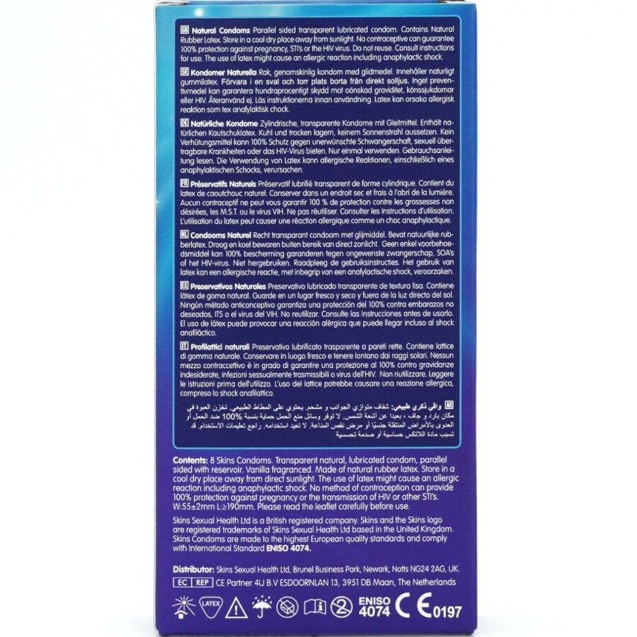 SKINS - PRÉSERVATIFS NATURELS PREMIUM PACK 8 - 7eme ciel