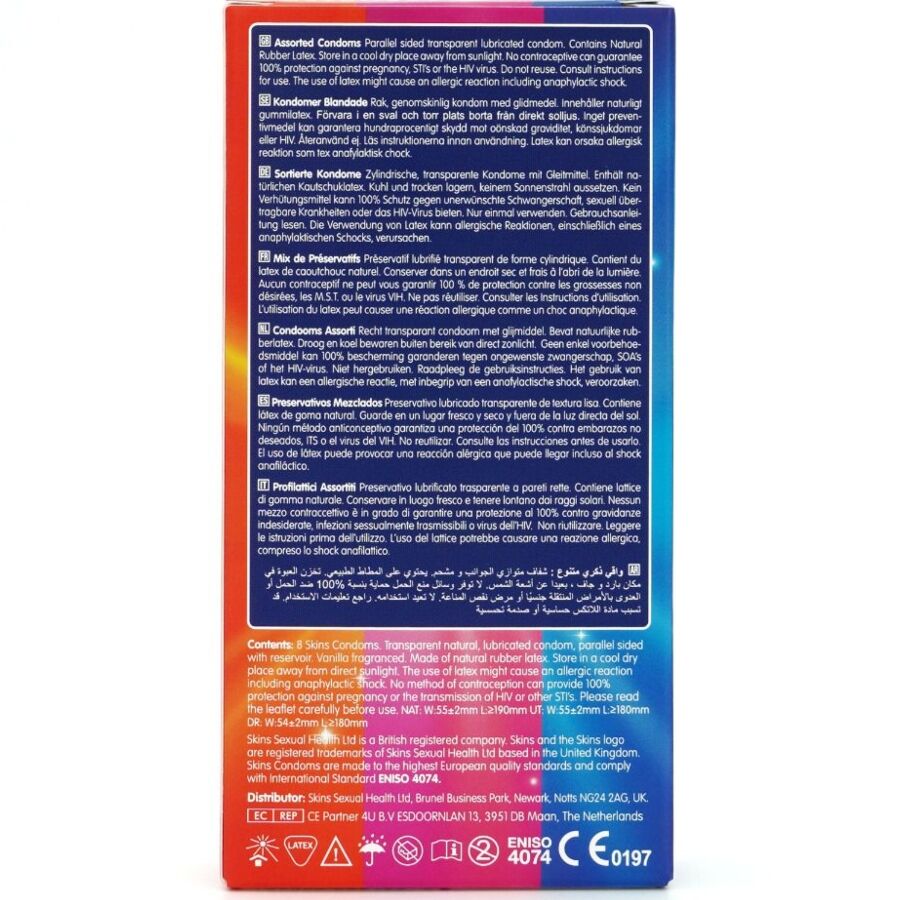 SKINS - PACK DE 8 PRÉSERVATIFS PREMIUM ASSORTIS - 7eme ciel