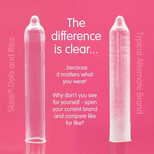 SKINS - PACK DE 8 PRÉSERVATIFS PREMIUM DOTS & RIBS - 7eme ciel