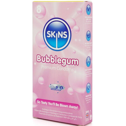 SKINS - PACK DE 8 PRÉSERVATIFS PREMIUM BUBBLEGUM - 7eme ciel