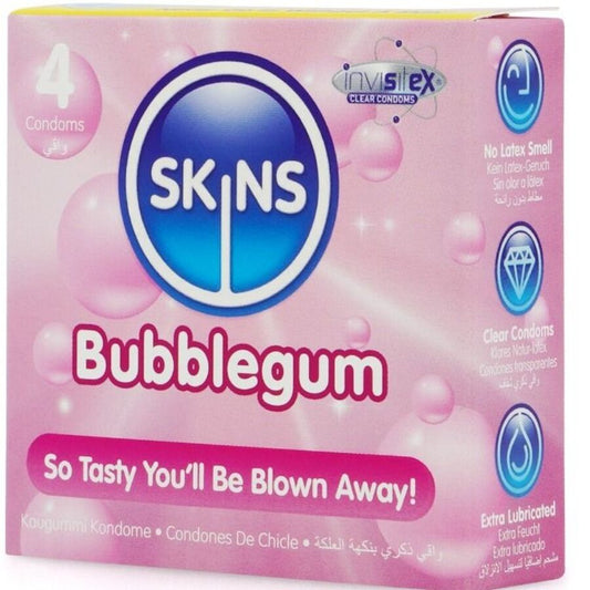 SKINS - PACK DE 4 PRÉSERVATIFS BUBBLEGUM PREMIUM - 7eme ciel