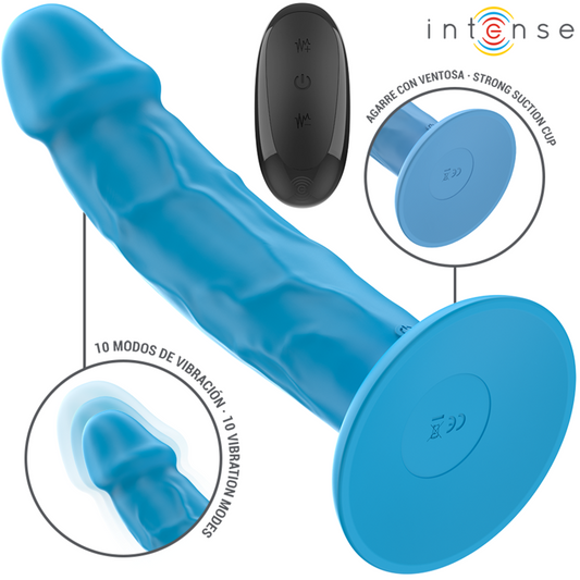 INTENSE - PHOEBE VIBRATEUR RÉALISTE 10 VIBRATIONS TÉLÉCOMMANDE BLEU - 7eme ciel