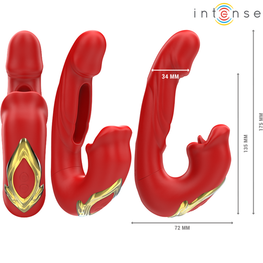 INTENSE - NATHY DOUBLE VIBRATEUR AVEC BOUCHE STIMULANTE MULTIFONCTION ROUGE - 7eme ciel
