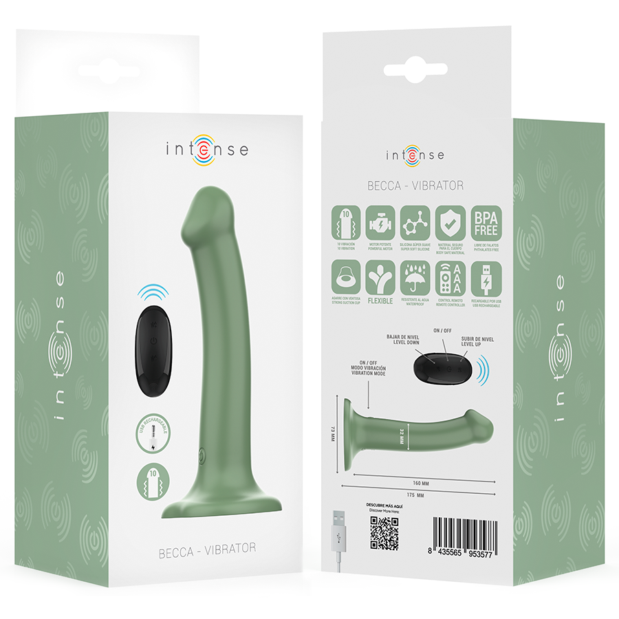 INTENSE - BECCA VIBRATEUR AVEC VENTOUSE 10 VIBRATIONS TÉLÉCOMMANDE VERTE - 7eme ciel