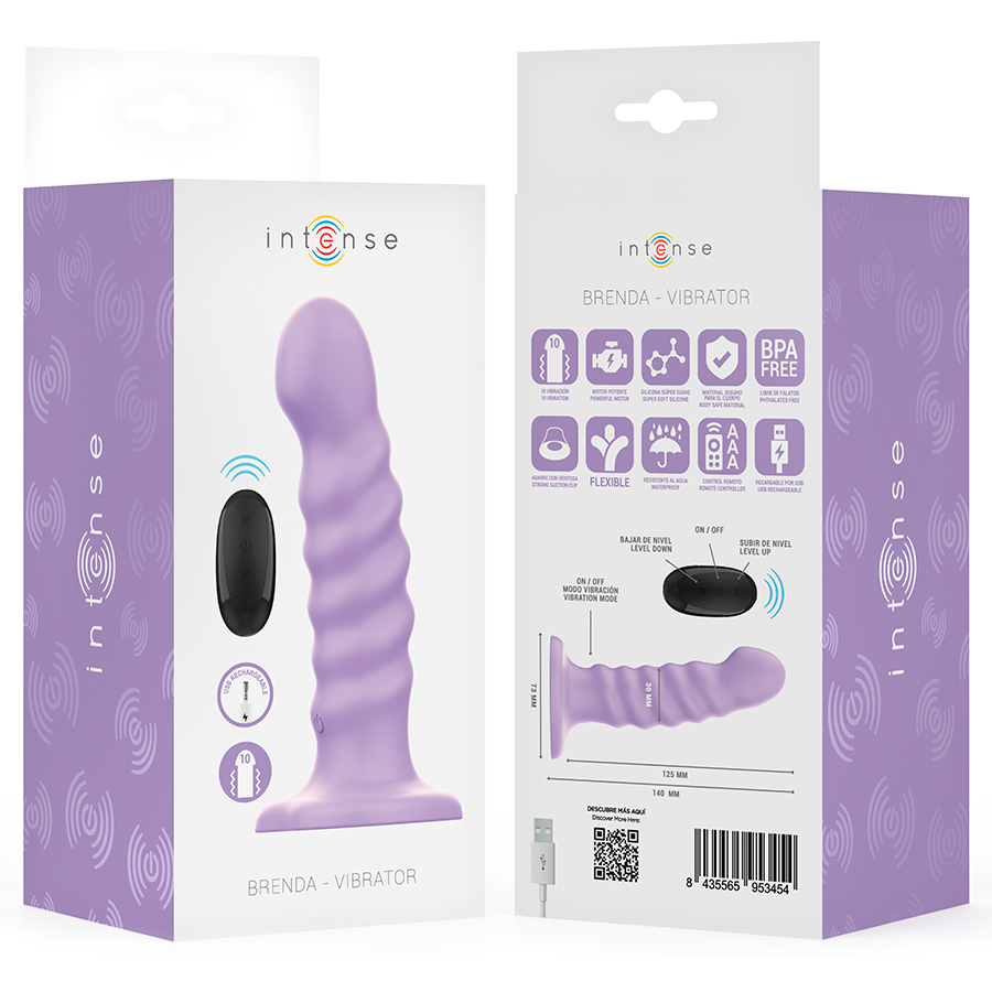 INTENSE - BRENDA VIBRATEUR TAILLE M DESIGN SPIRALE 10 VIBRATIONS VIOLET TÉLÉCOMMANDE