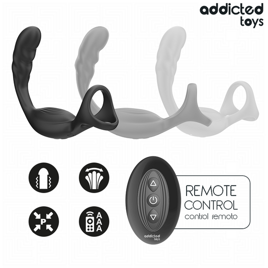 ADDICTED TOYS - ANNEAU PÉNIS PROSTATIQUE DOUBLE AVEC TÉLÉCOMMANDE