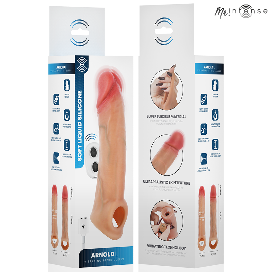 MR INTENSE - ARNOLD L MANCHON PÉNIS VIBRANT ULTRA-RÉALISTE AVEC TÉLÉCOMMANDE 16 CM -Ø- 4,5 CM