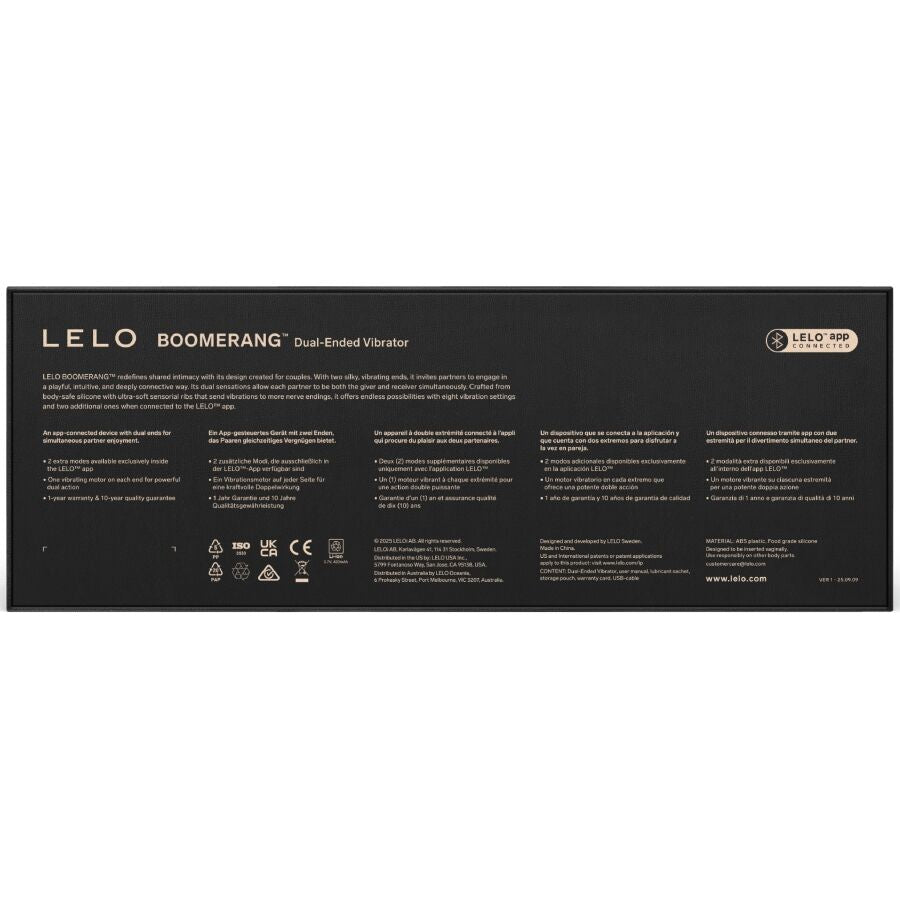 LELO - BOOMERANG VIBRATEUR À DOUBLE EXTRÉMITÉ CERISE