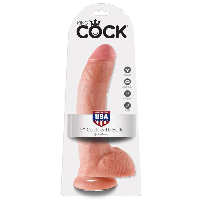 KING COCK - 9 CHAIR DE GODE AVEC BOULES 22.9 CM - 7eme ciel
