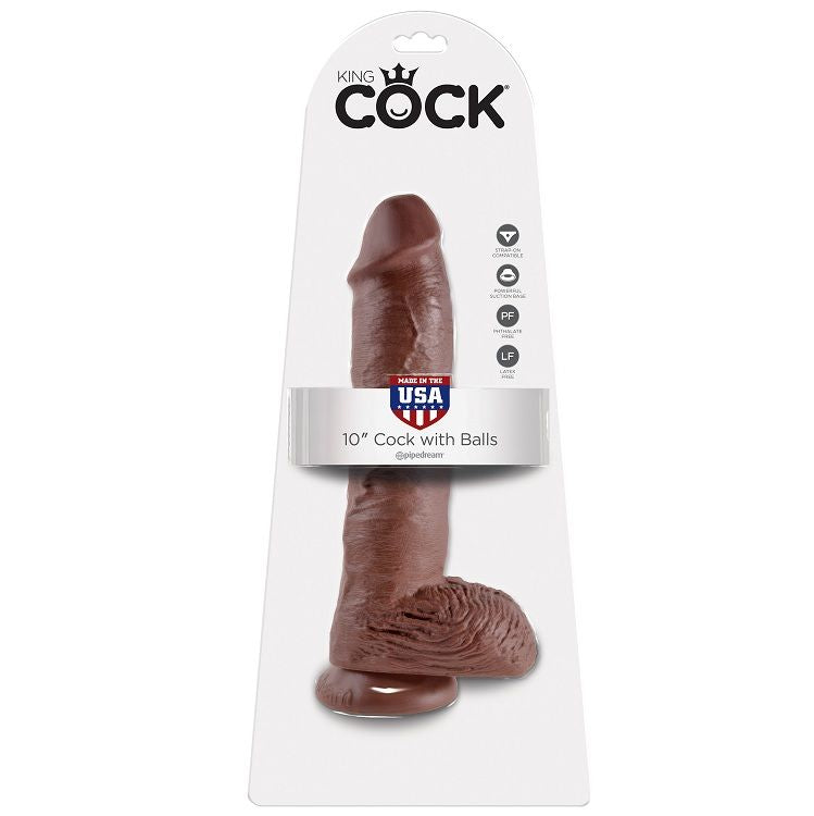 KING COCK - 10 GODE MARRON AVEC BOULES 25.4 CM - 7eme ciel