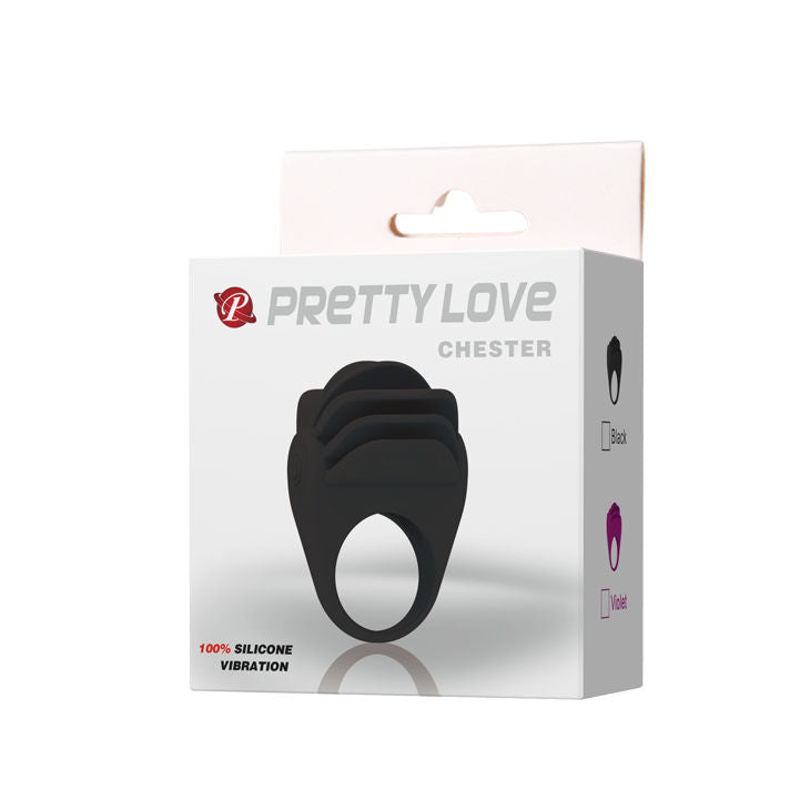 PRETTY LOVE - ANNEAU VIBRATEUR NOIR CHESTER - 7eme ciel