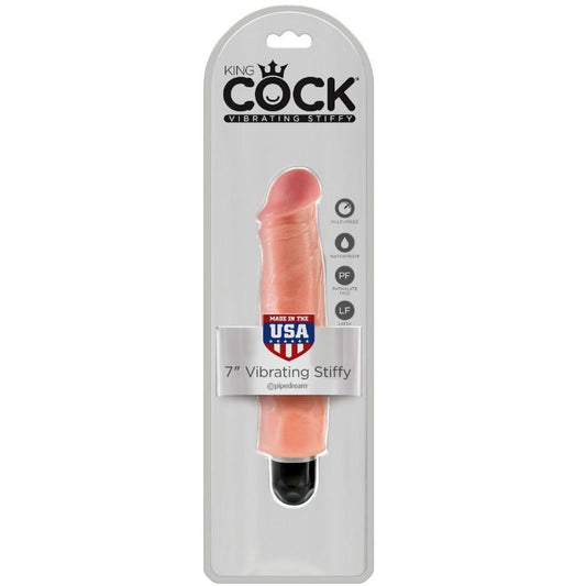 KING COCK - VIBRATEUR RIGIDE RÉALISTE 17.8 CM NATUREL - 7eme ciel
