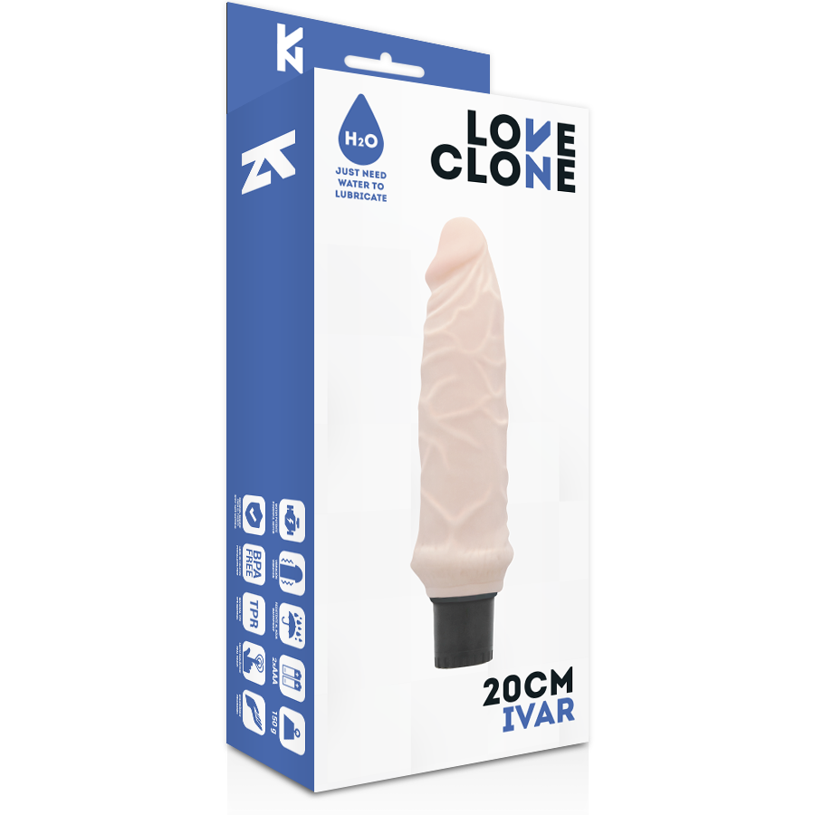 LOVECLONE - VIBRATEUR AUTOLUBRIFIANT IVAR 20 CM -O- 3.7 CM - 7eme ciel