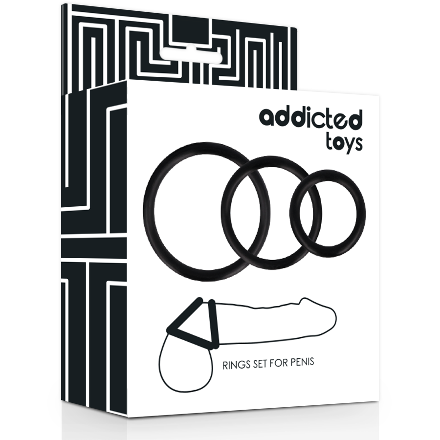 ADDICTED TOYS - ENSEMBLE DANNEAU POUR PÉNIS NOIR - 7eme ciel