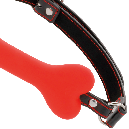 DARKNESS - BÂILLON EN SILICONE À OS ROUGE - 7eme ciel