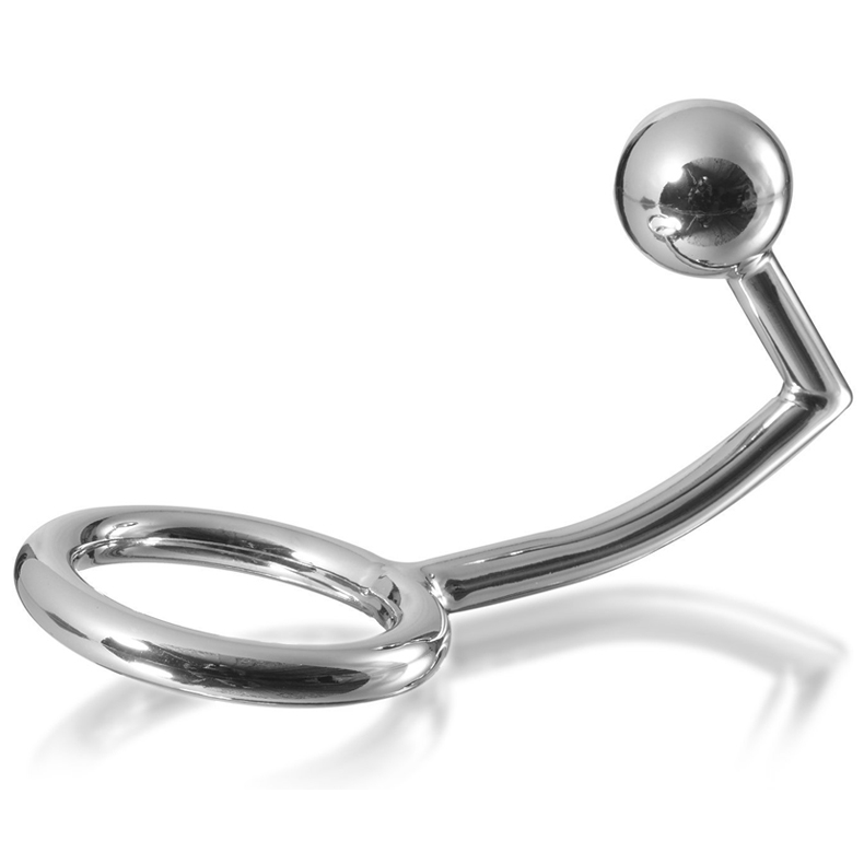 METAL HARD - ANNEAU COCK RING AVEC CROCHET INTRUS ANAL 40MM - 7eme ciel