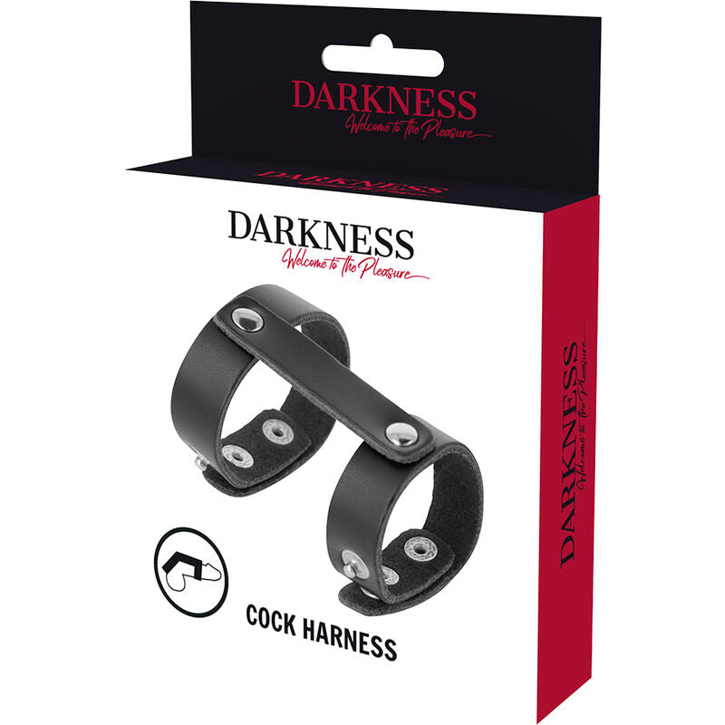 DARKNESS - ANNEAU DE PÉNIS ET TESTICULES RÉGLABLE EN CUIR - 7eme ciel