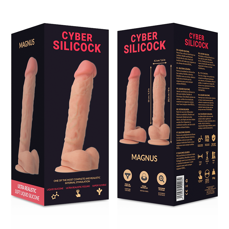 CYBER SILICOCK - DONG EN SILICONE LIQUIDE DOUX ULTRA RÉALISTE 20.5 CM -O- 4.1 CM - 7eme ciel