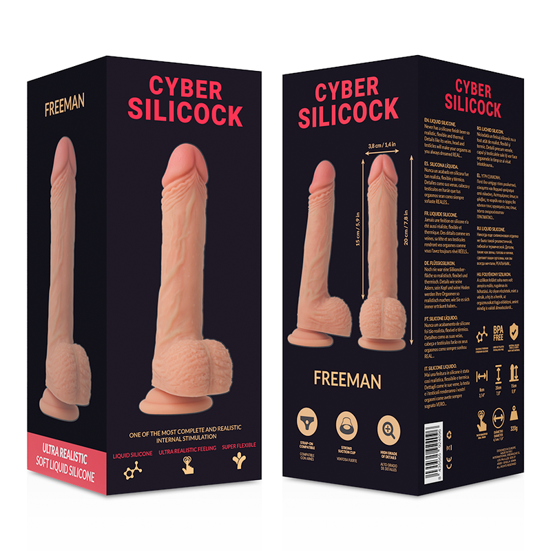CYBER SILICOCK - FREEMAN SILICONE LIQUIDE SOUPLE ULTRA RÉALISTE 20 CM -O- 3.8 CM - 7eme ciel