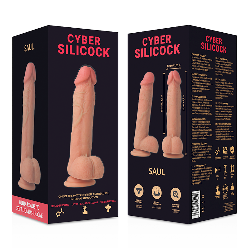 CYBER SILICOCK - SAUL SILICONE LIQUIDE SOUPLE ULTRA RÉALISTE 21 CM -O- 4.2 CM - 7eme ciel