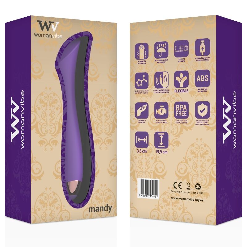 WOMANVIBE - VIBRATEUR RECHARGEABLE EN SILICONE MANDY POINT "K" - 7eme ciel