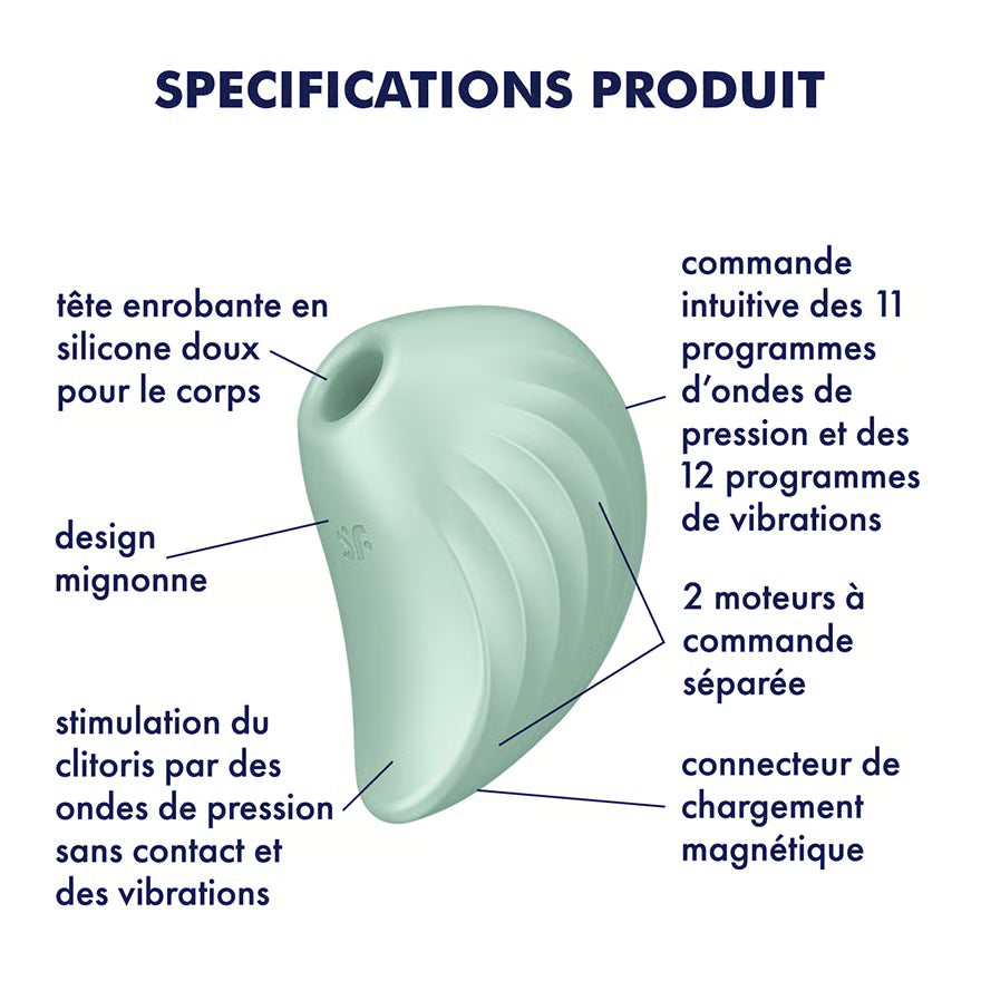 SATISFYER - STIMULATEUR ET VIBRATEUR PEARL DIVER VERT - 7eme ciel