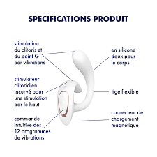 SATISFYER - G FOR GODDESS 1 VIBRATEUR LAPIN BLANC - 7eme ciel