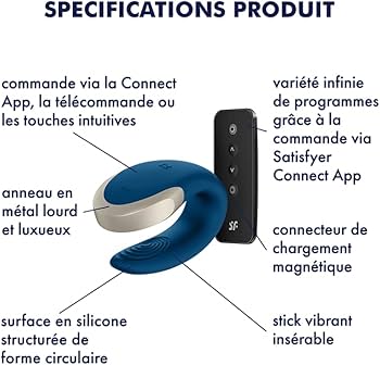 SATISFYER - VIBRATEUR DOUBLE LOVE LUXURY PARTNER BLEU
