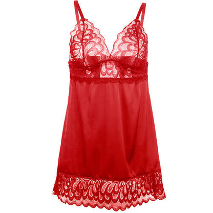 SUBBLIME - BABYDOLL EN SATIN AVEC DENTELLE ROUGE S/M