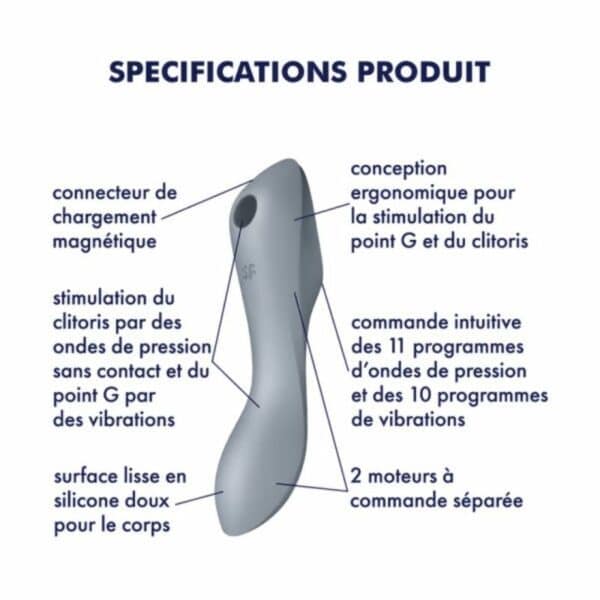 SATISFYER - STIMULATEUR ET VIBRATEUR CURVY TRINITY 3 GRIS