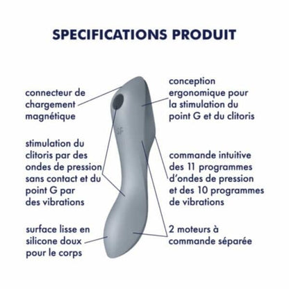 SATISFYER - STIMULATEUR ET VIBRATEUR CURVY TRINITY 3 GRIS