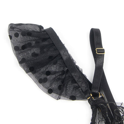 SUBBLIME - 957483 ENSEMBLE SOUTIEN-GORGE ET JARRETELLE EN DENTELLE NOIR S/M