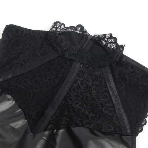 SUBBLIME - 957544 ROBE EN CUIR COL DENTELLE NOIRE S/M