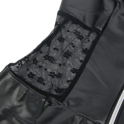 SUBBLIME - 957704 ROBE EN CUIR À FERMETURE ÉCLAIR EN DENTELLE NOIRE S/M