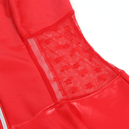 SUBBLIME - 957728 ROBE EN CUIR À FERMETURE ÉCLAIR EN DENTELLE ROUGE S/M