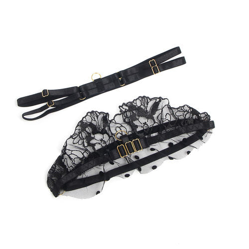 SUBBLIME - 957483 ENSEMBLE SOUTIEN-GORGE ET JARRETELLE EN DENTELLE NOIR S/M