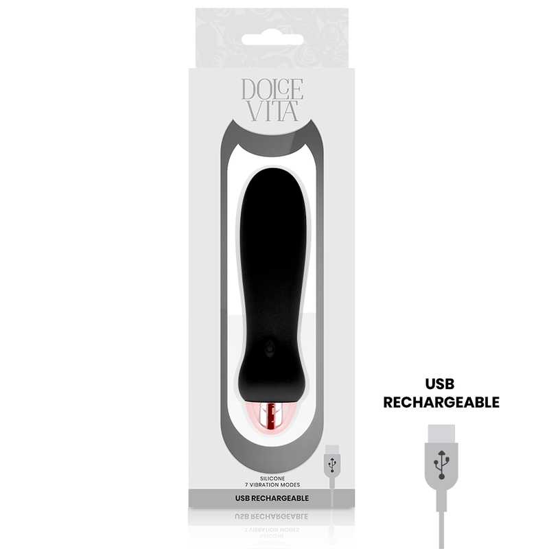 DOLCE VITA - VIBRATEUR RECHARGEABLE CINQ NOIR 7 VITESSES - 7eme ciel