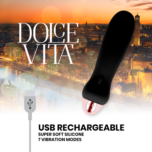 DOLCE VITA - VIBRATEUR RECHARGEABLE CINQ NOIR 7 VITESSES - 7eme ciel