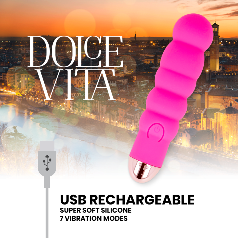 DOLCE VITA - VIBRATEUR RECHARGEABLE SIX ROSE 7 VITESSES - 7eme ciel