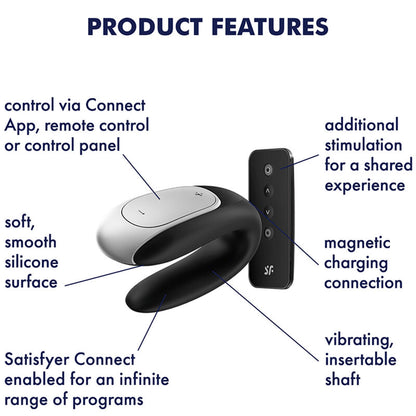 SATISFYER - VIBRATEUR PARTENAIRE DOUBLE FUN NOIR - 7eme ciel